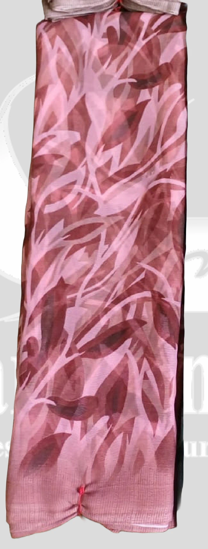 Chiffon Leaf Printed Saree - SANGNI1202 - Pink Maroon Mix